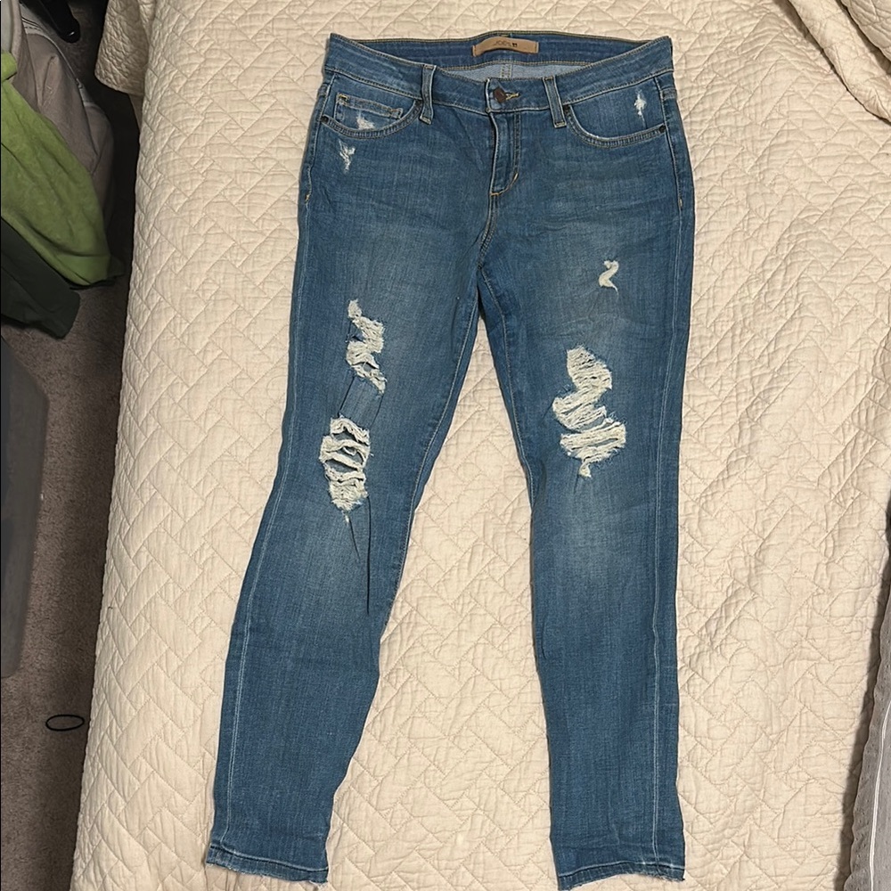 Joe's Jeans Blue Distressed Ankle Cropped Skinny Fit